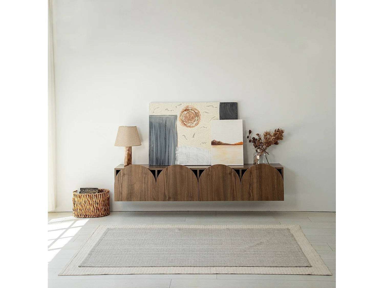 Meuble TV suspendu Marva 180cm Bois foncé