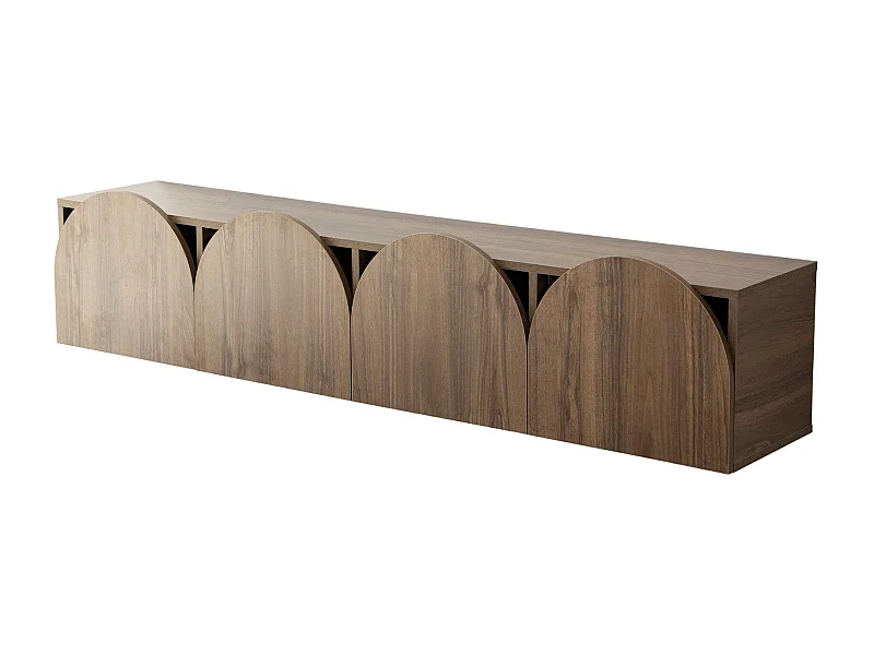 Eleganter TV-Ständer aus Walnussholz, 180 cm x 35 cm x 35 cm | 100 % melaminbeschichtete Spanplatte, 18 mm stark | Robuste PVC-Kanten, einfache Montage