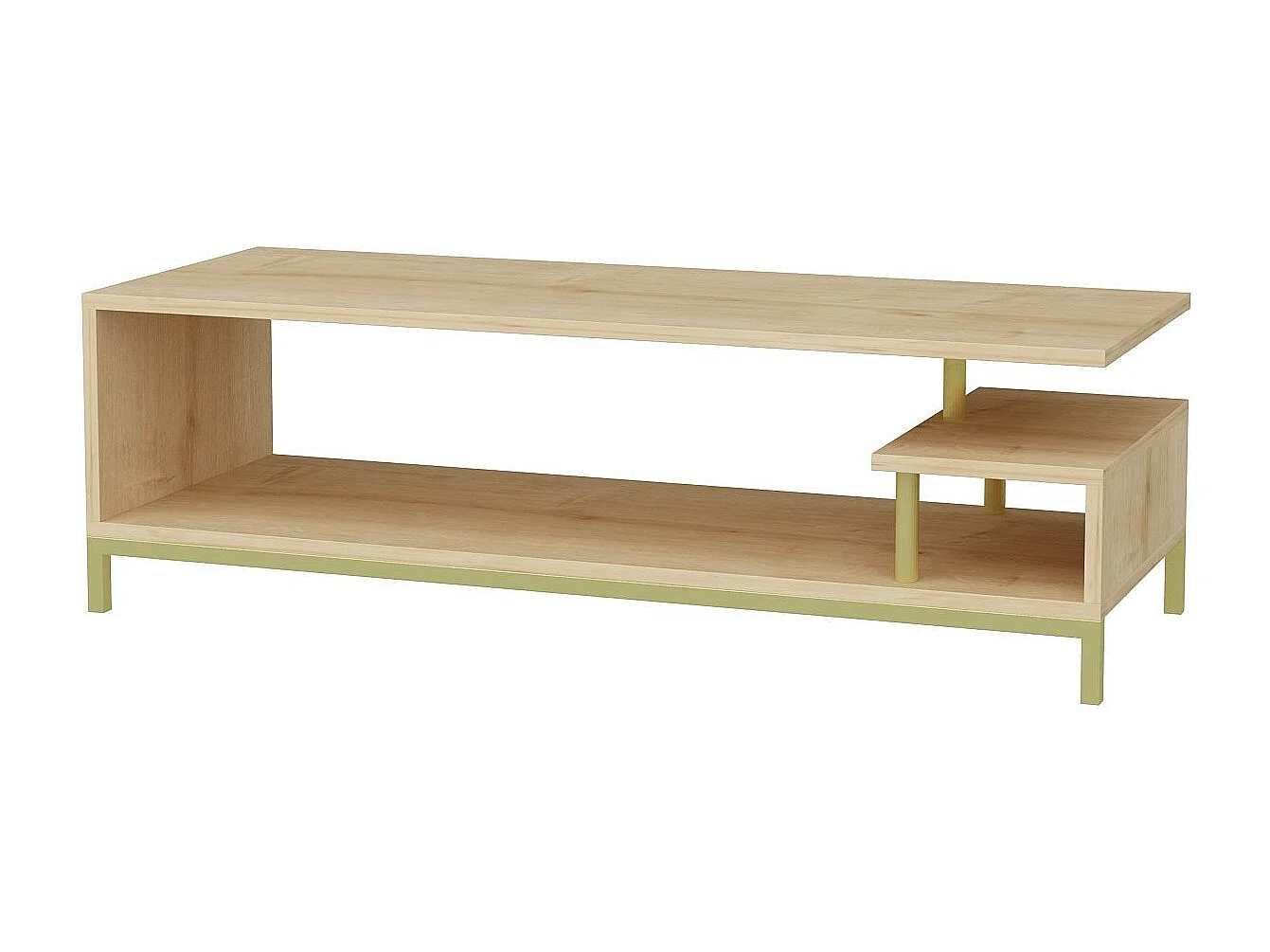 Meuble Tv design Kyrisa L120cm Métal Or et Bois Chêne clair