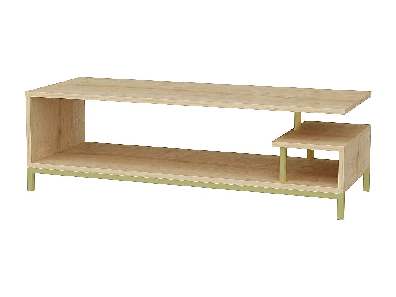 Meuble Tv design Kyrisa L120cm Métal Or et Bois Chêne clair