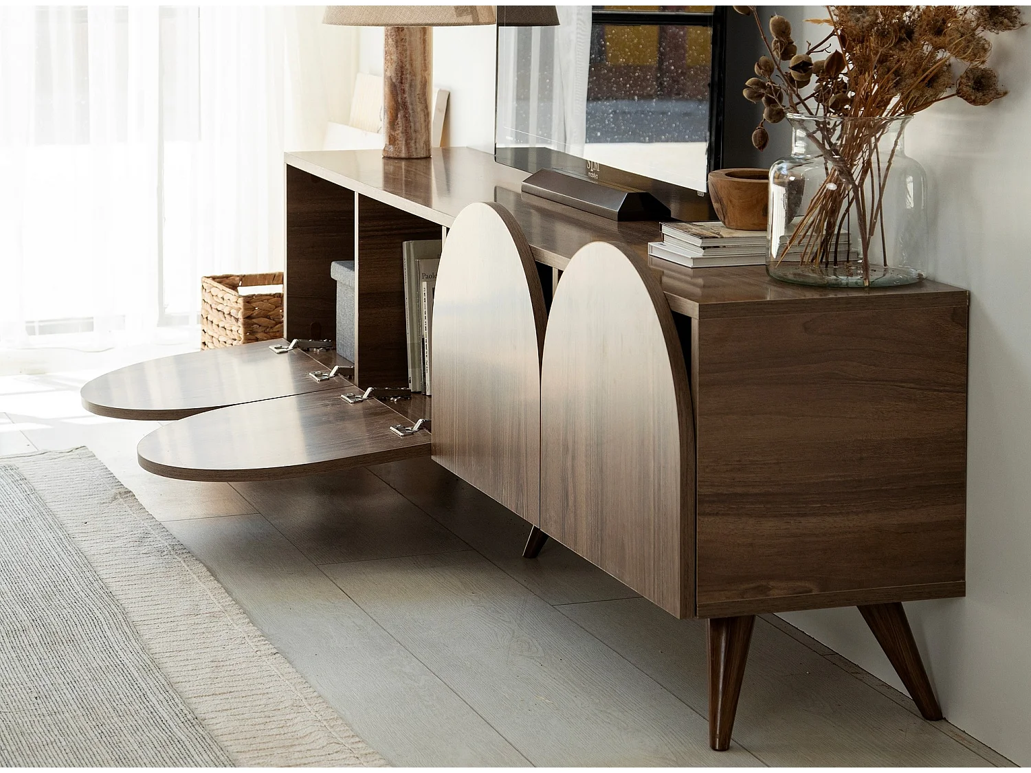 Meuble TV Marva 180cm Bois foncé