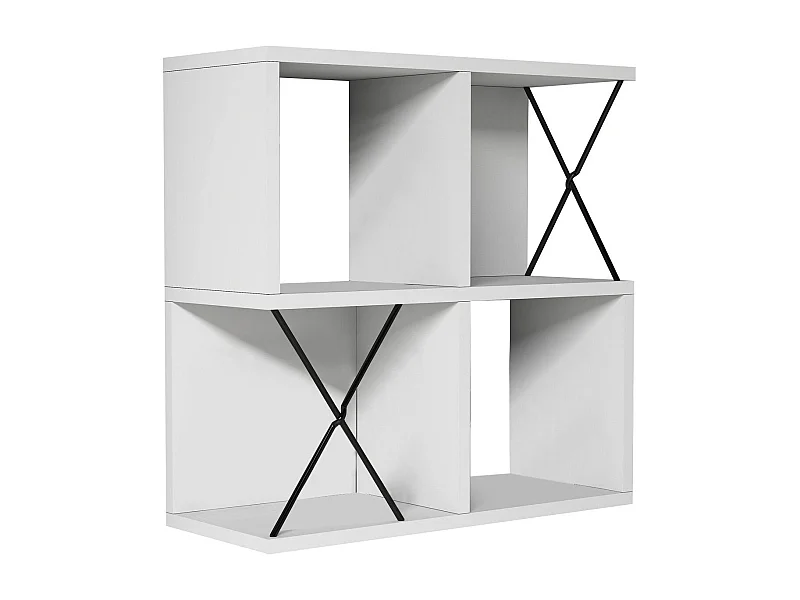 Estante de pared – 60 x 60 x 24 cm – Blanco y negro – Tablero de partículas recubierto de melamina