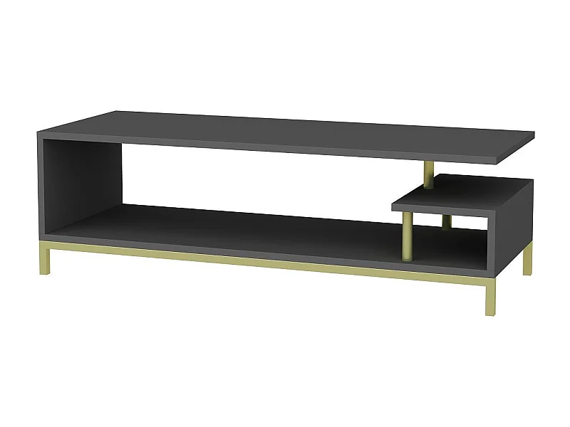 Mueble de TV Glamorous, Oro y Antracita, 120 x 44,6 x 37,6 cm | Tablero de partículas 100% melaminado, 18 mm de grosor | Elegante y funcional para salones modernos