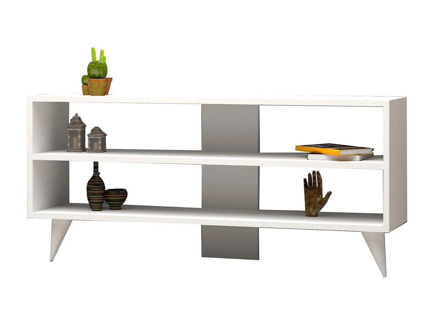 Mueble de TV – 120 cm x 50 cm x 29,6 cm – Blanco – Tablero de partículas recubierto de melamina