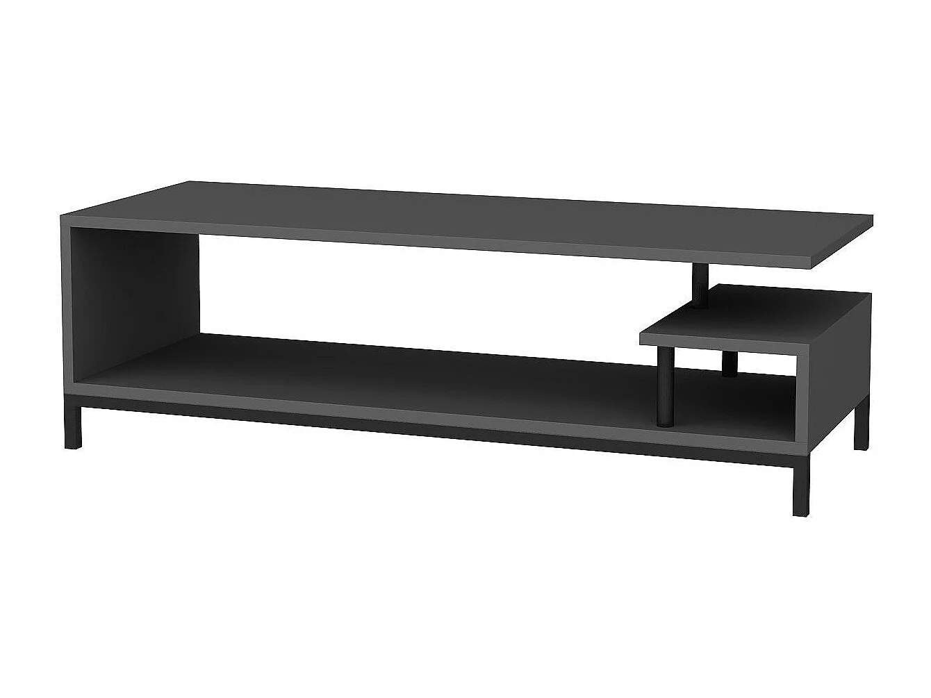 Industriële tv-standaard, zwart en antraciet, 120 x 44,6 x 37,6 cm | 100% melamine gecoate spaanplaat, 18 mm dik | Stijlvol en duurzaam voor moderne woonkamers