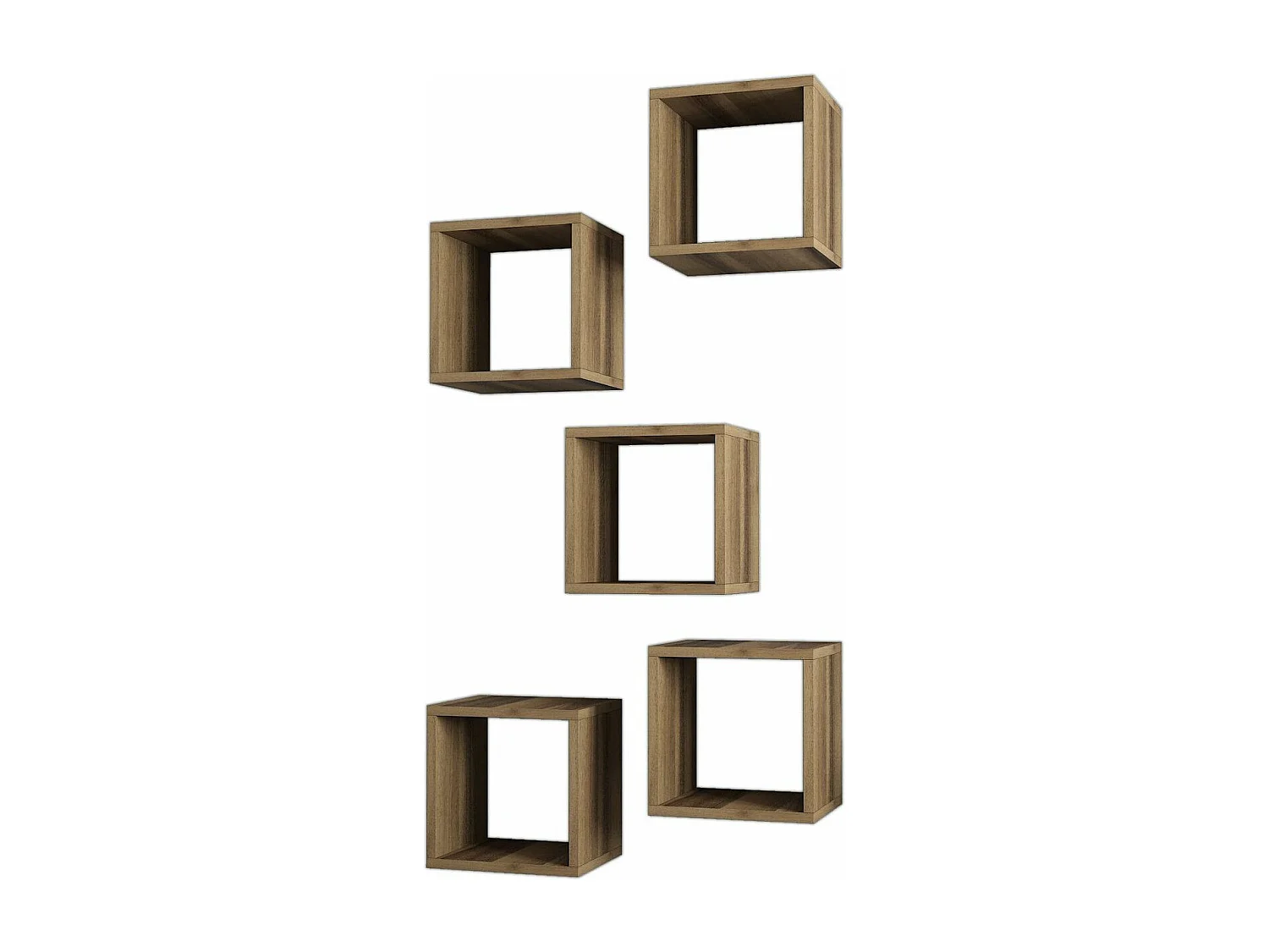 Lot de 5 étagères murales cube Pyxis L30xH30cm Bois foncé