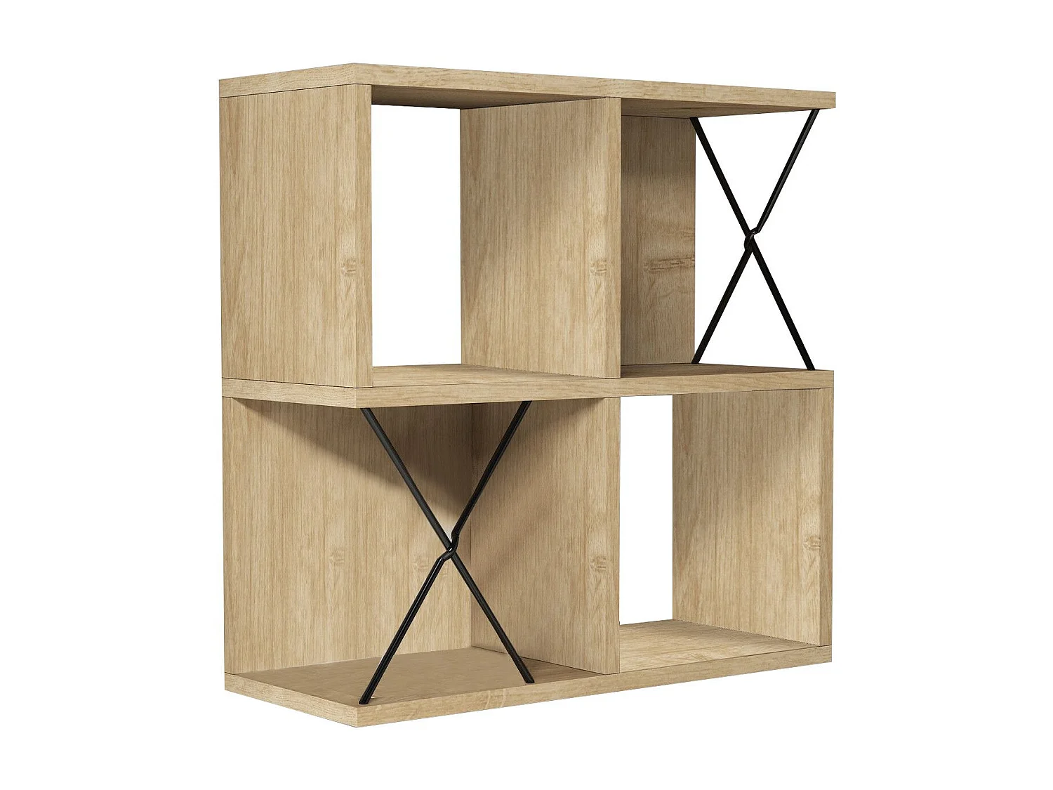 Estante de pared moderno – 60 x 60 x 24 cm – roble y negro – tablero de partículas revestido de melamina