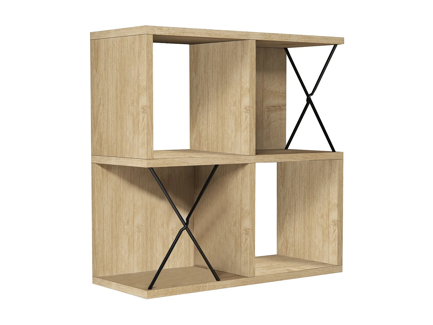 Estante de pared moderno – 60 x 60 x 24 cm – roble y negro – tablero de partículas revestido de melamina