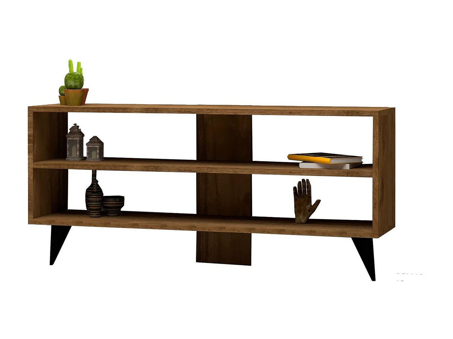 Mueble de TV – 120 cm x 50 cm x 29,6 cm – nogal – tablero de partículas revestido de melamina