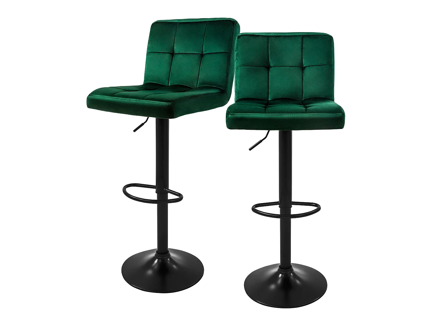 Lot de 2 tabourets de bar Réglable en hauteur Chaise de bar Tabouret velours Tab
