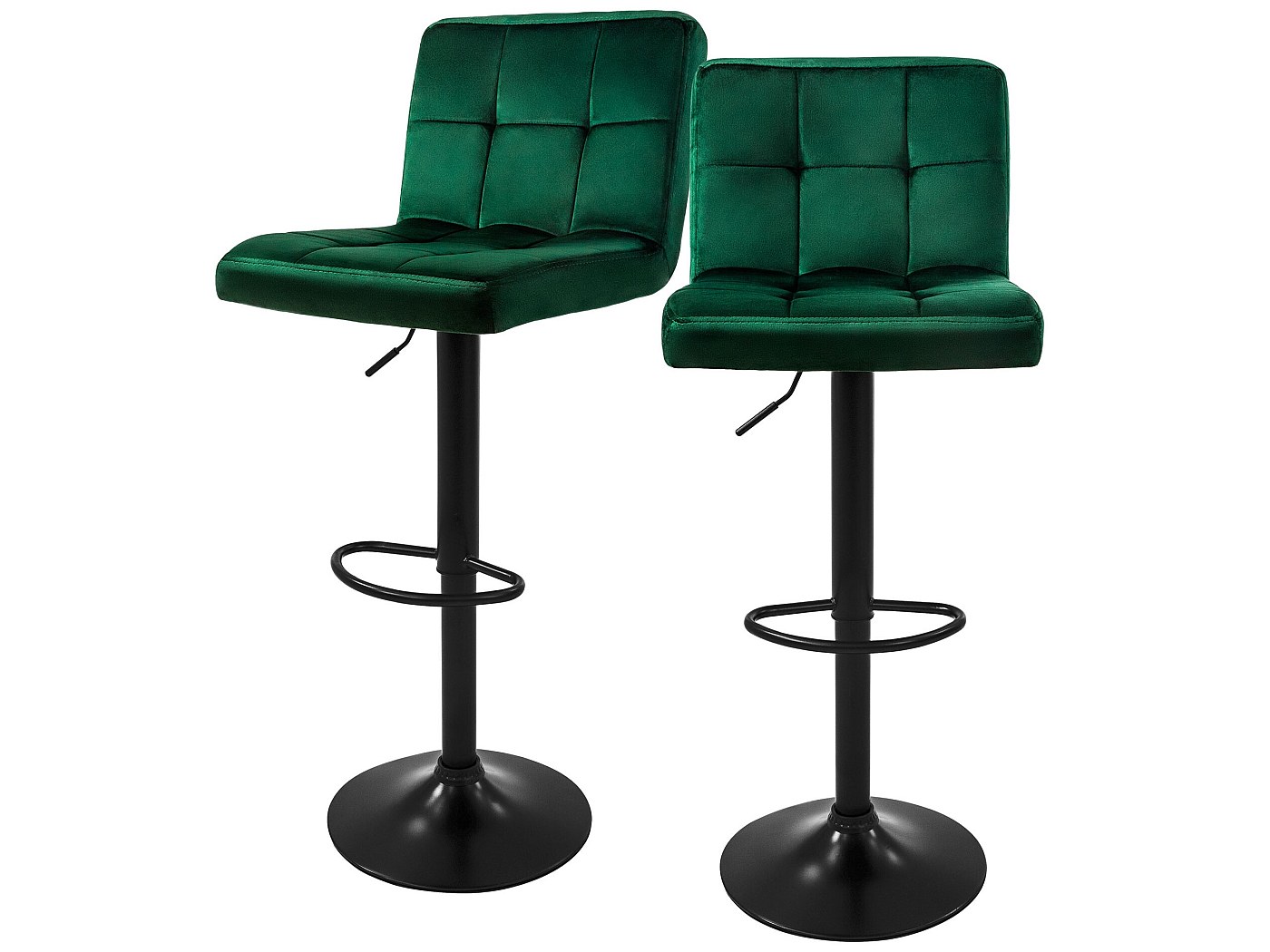 HOMCOM Set 2 Sgabelli Bar Girevoli Effetto Velluto e Altezza Regolabile Verde