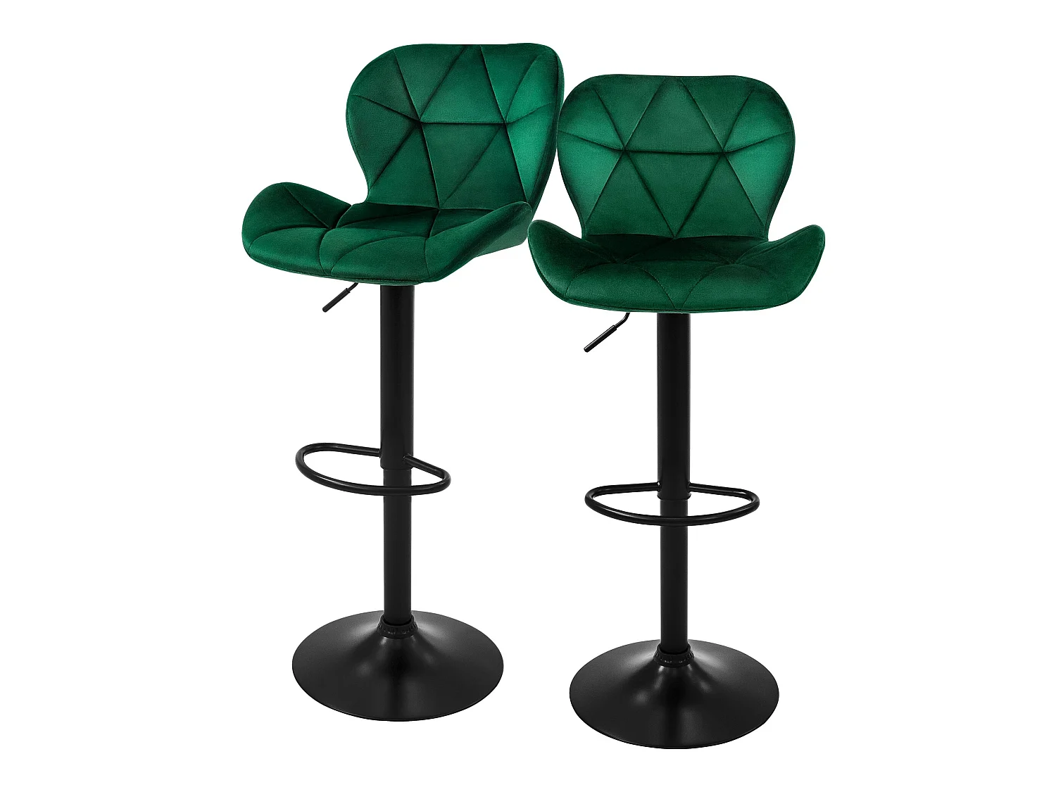 Lot de 2 tabourets de bar Réglable en hauteur Chaise de bar Tabouret velours Tab