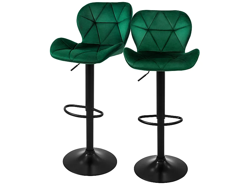 Lot de 2 tabourets de bar Réglable en hauteur Chaise de bar Tabouret velours Tab