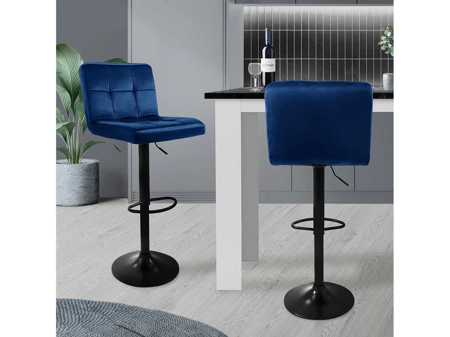 Lot de 2 tabourets de bar Réglable en hauteur Chaise de bar Tabouret de bistrot