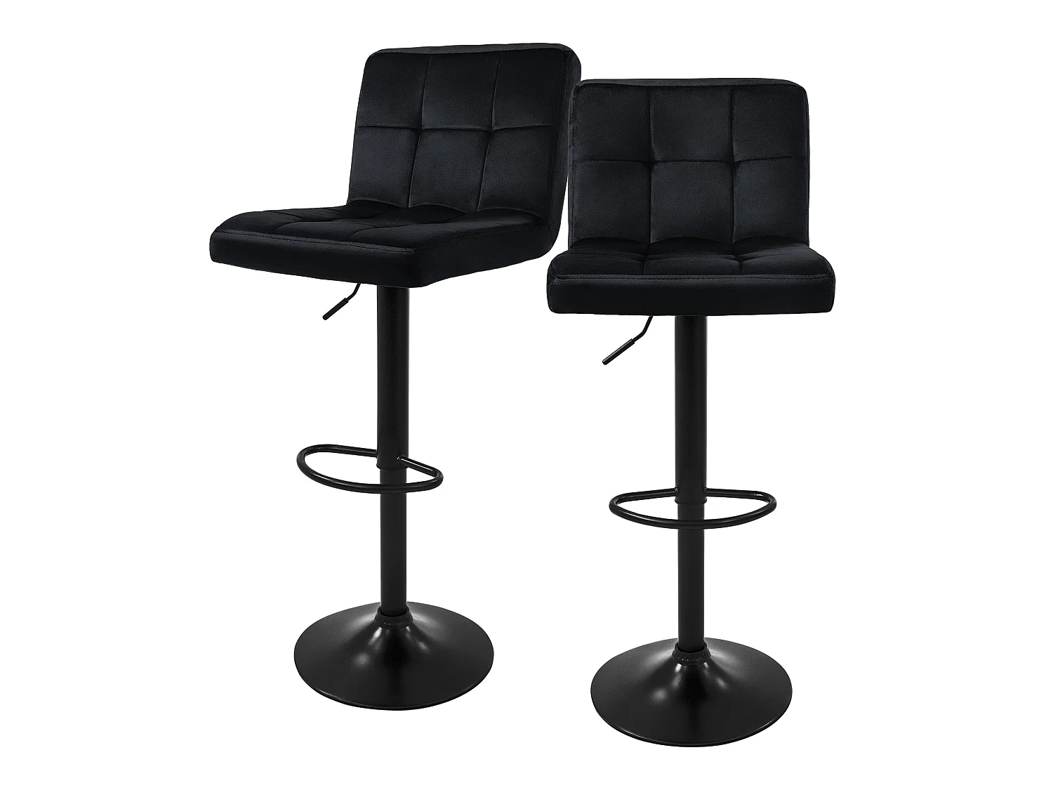 Lot de 2 tabourets de bar Réglable en hauteur Chaise de bar en velours Tabouret