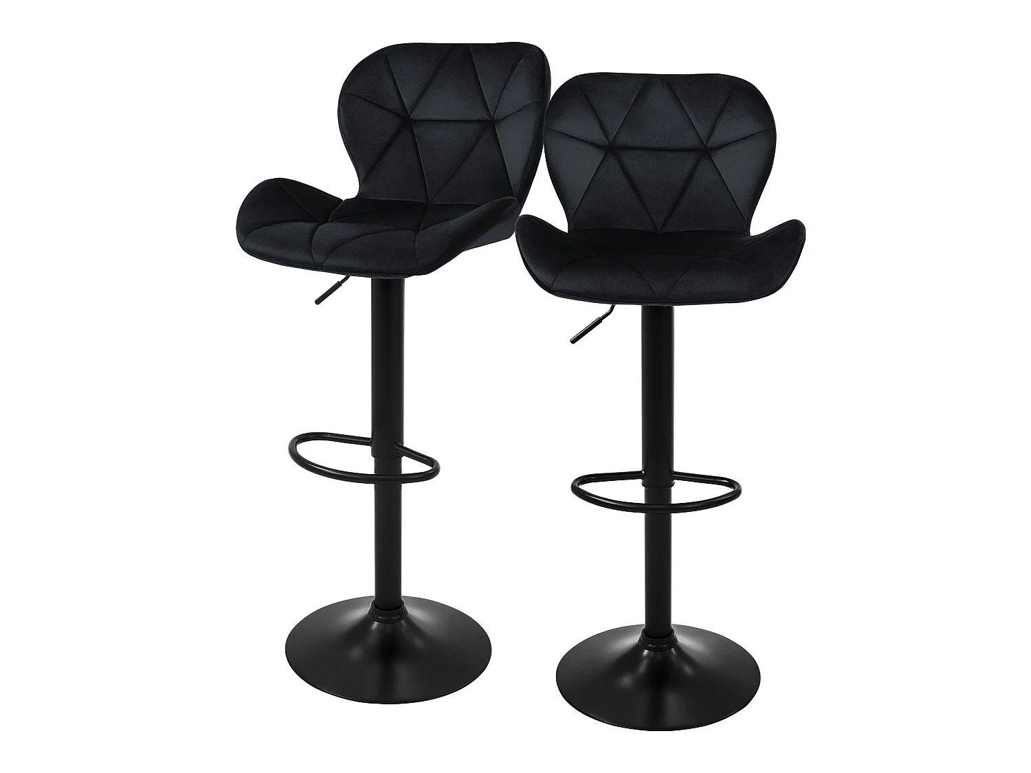 Lot de 2 tabourets de bar Réglable en hauteur Chaise de bar en velours Tabouret