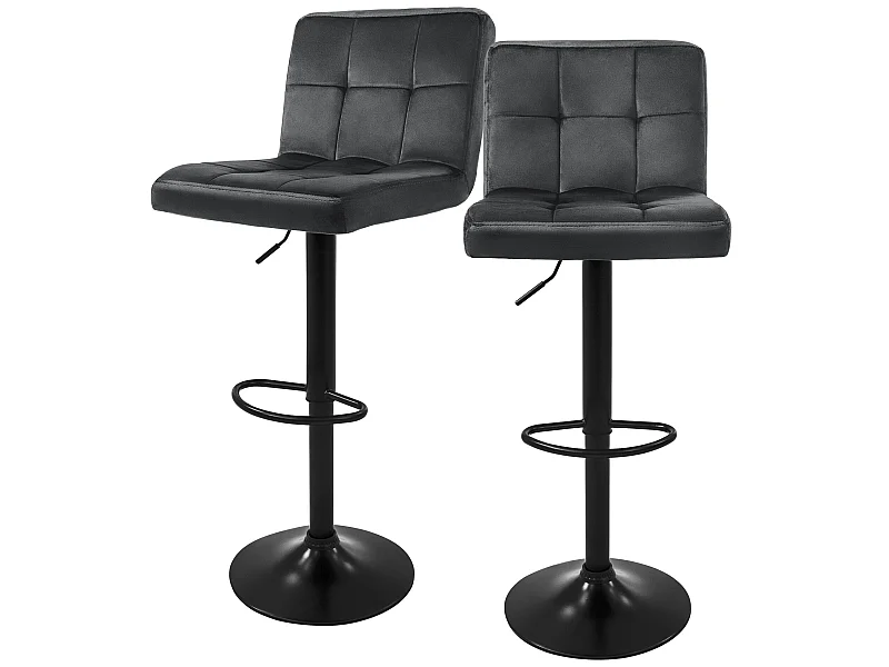 Lot de 2 tabourets de bar Réglable en hauteur Tabouret de bar en velours Taboure