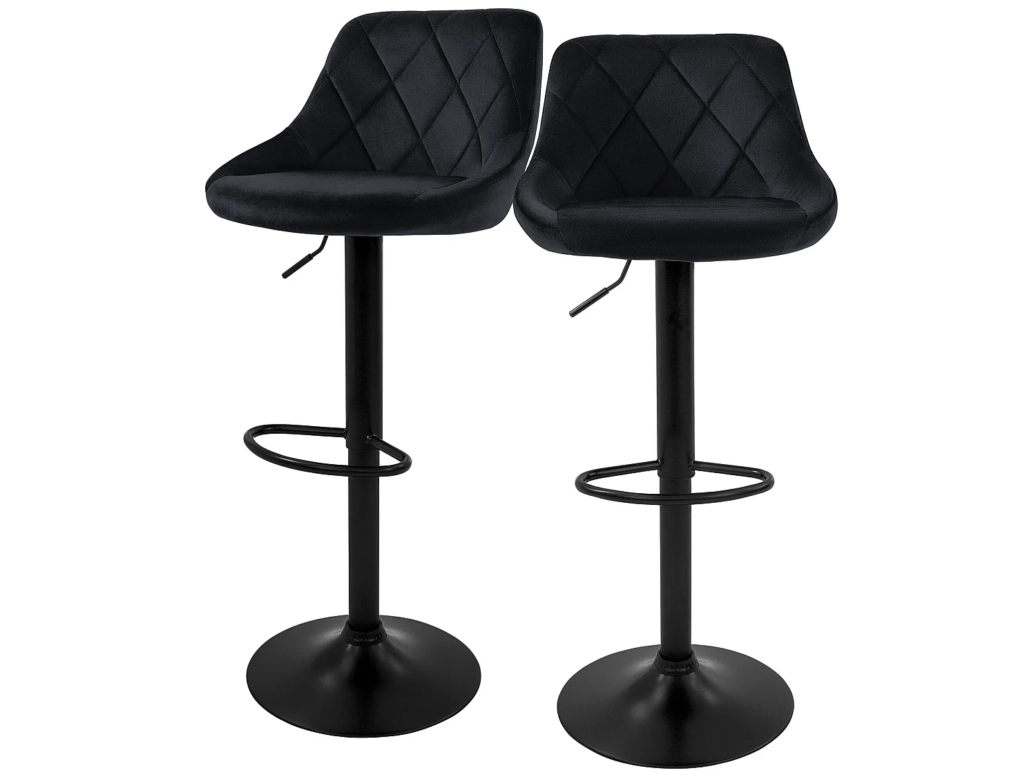 Lot de 2 tabourets de bar Réglables en hauteur Pivotant Chaise de bar en velours