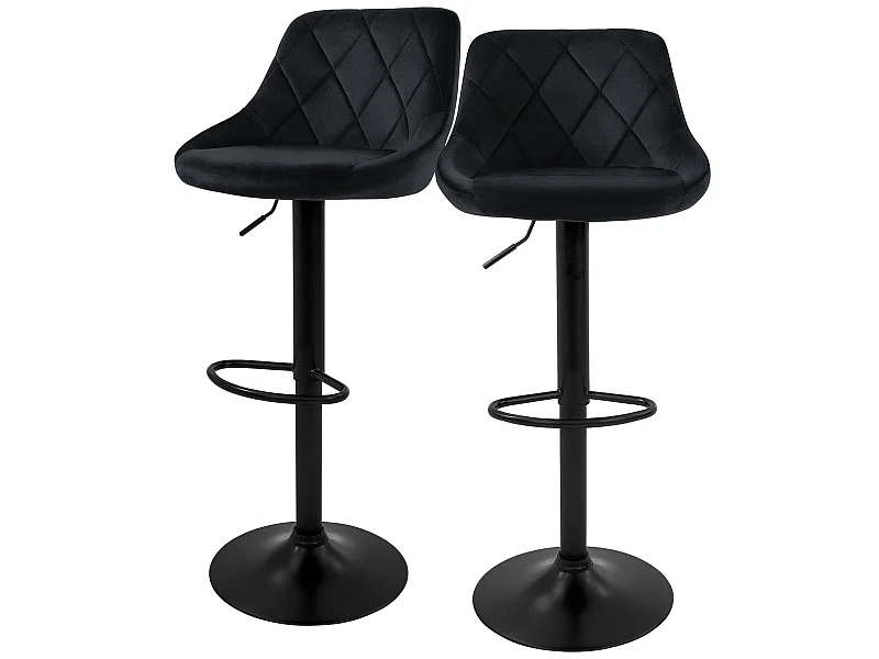 Lot de 2 tabourets de bar Réglables en hauteur Pivotant Chaise de bar en velours