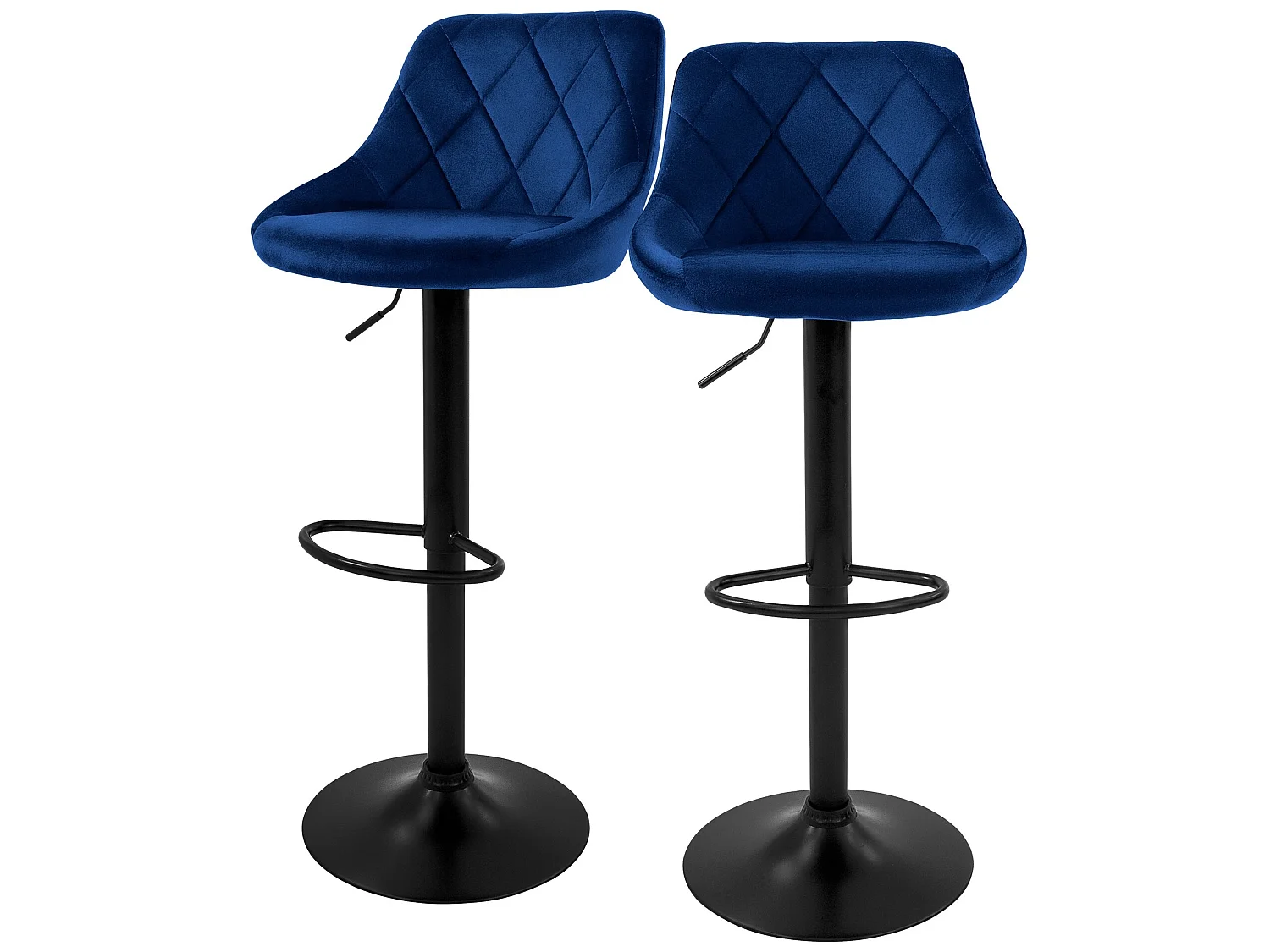 Lot de 2 tabourets de bar Réglables en hauteur Pivotant Chaise de bar en velours