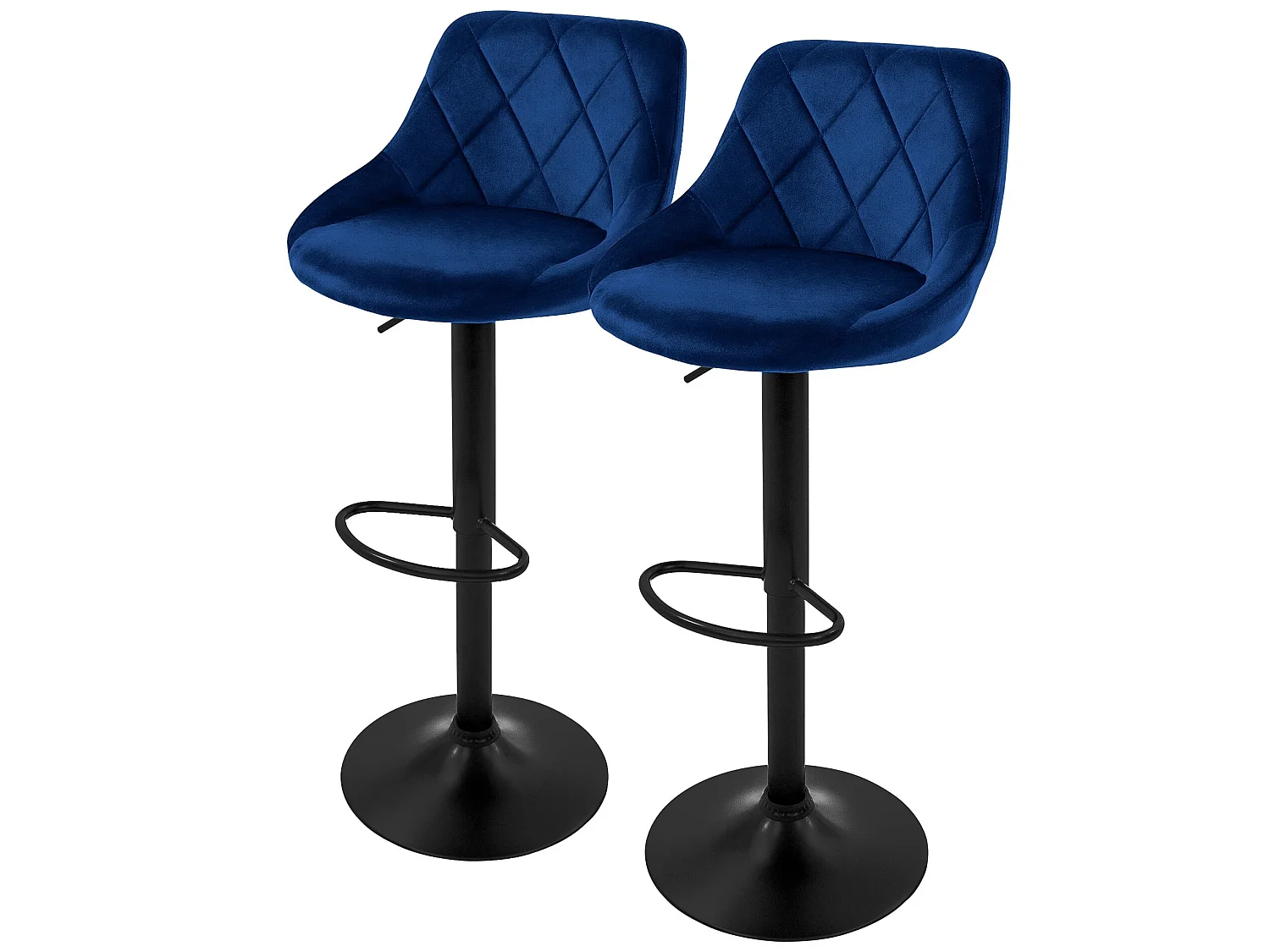 Lot de 2 tabourets de bar Réglables en hauteur Pivotant Chaise de bar en velours