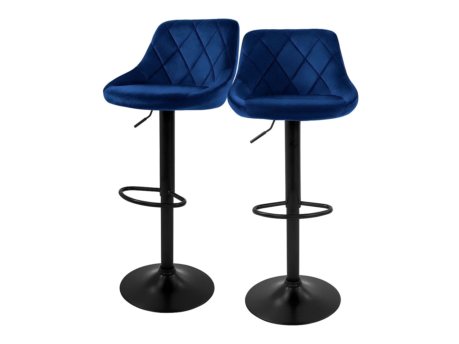 Lot de 2 tabourets de bar Réglables en hauteur Pivotant Chaise de bar en velours