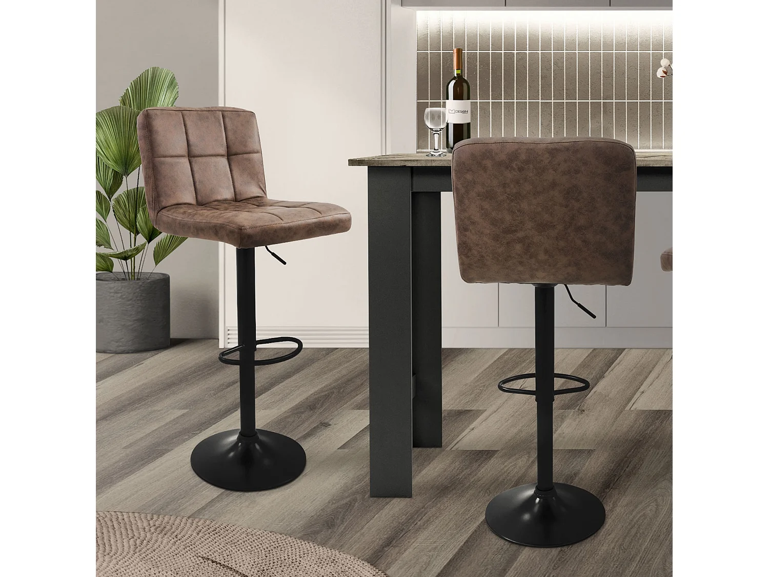 Lot de 2 tabourets de bar Réglable en hauteur Tabouret de bistrot Chaise de bar