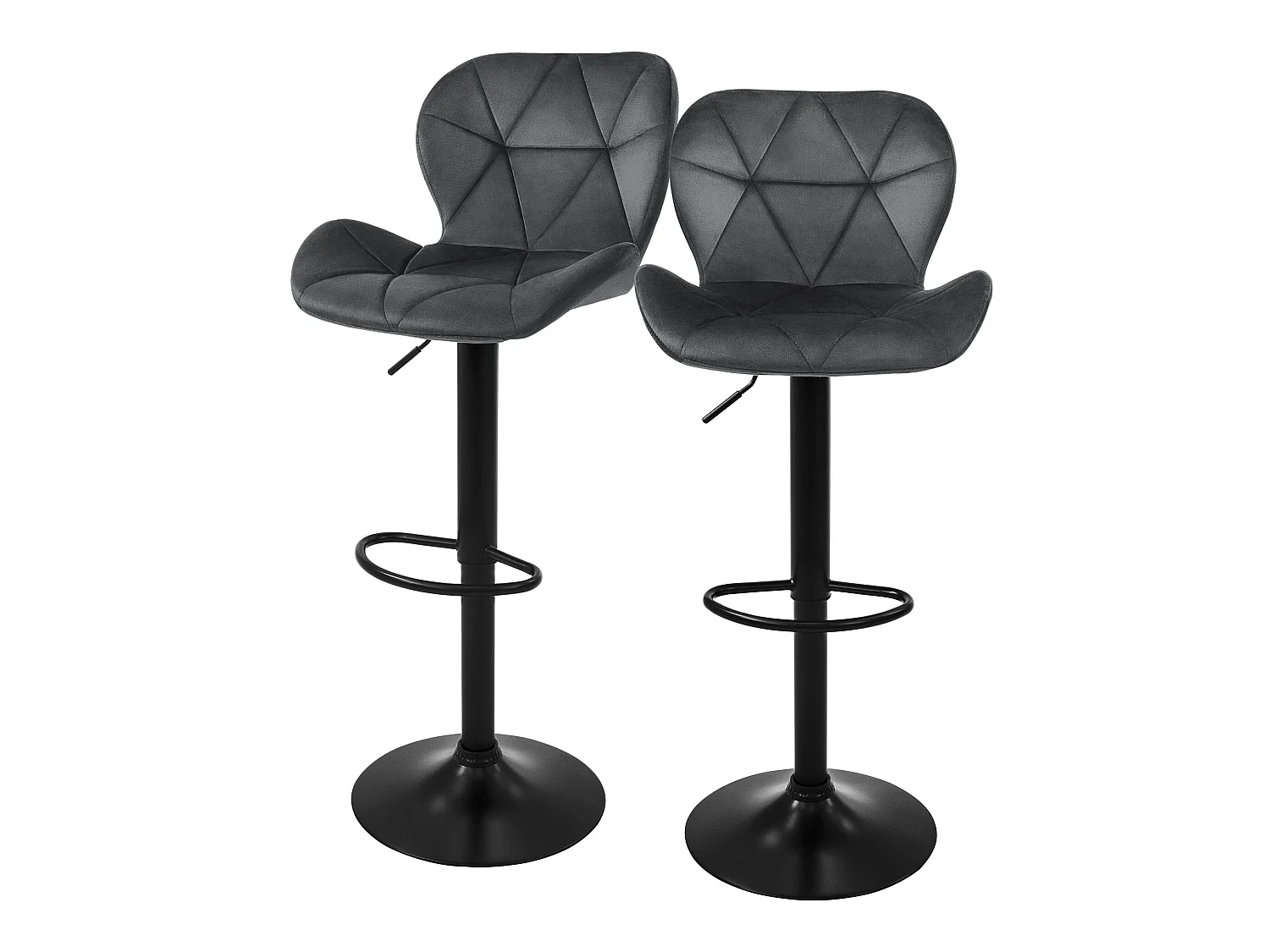 Lot de 2 tabourets de bar Réglable en hauteur Chaise de bar en velours Tabouret