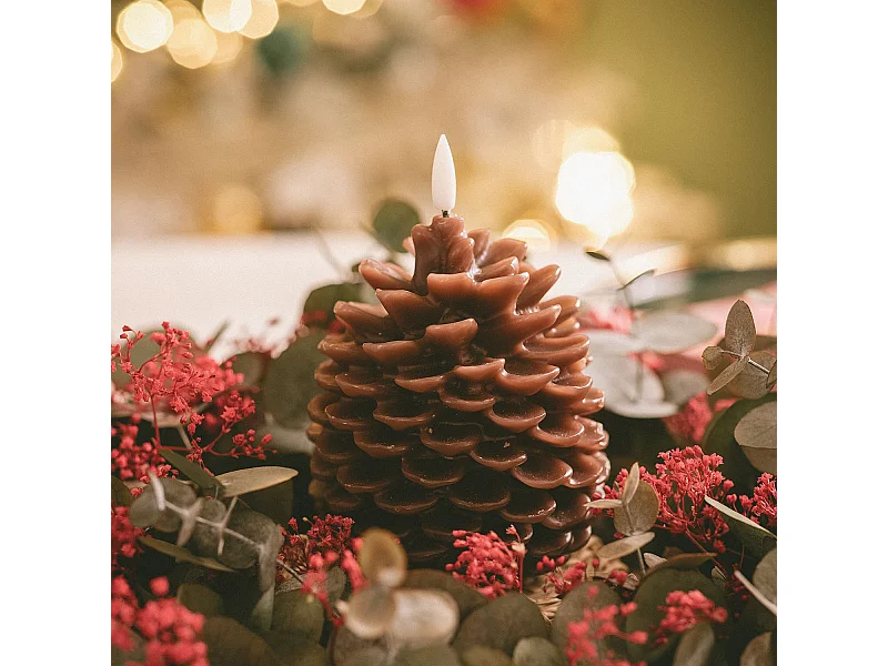 Candela LED Cera Naturale a Pile Konggle Bianco