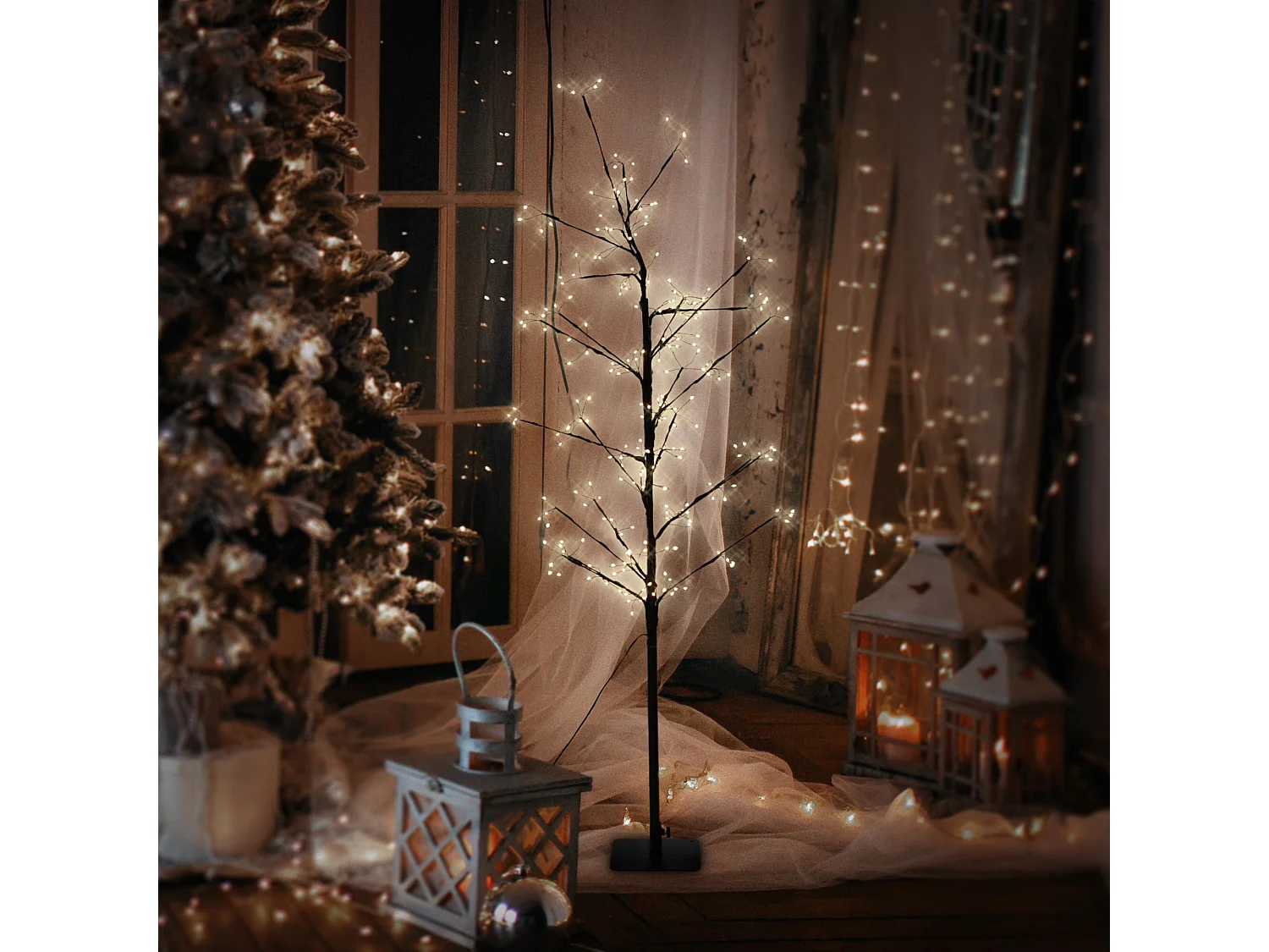Sapin de Noël 240 LED 120 cm Ognis Blanc Chaud 2700K