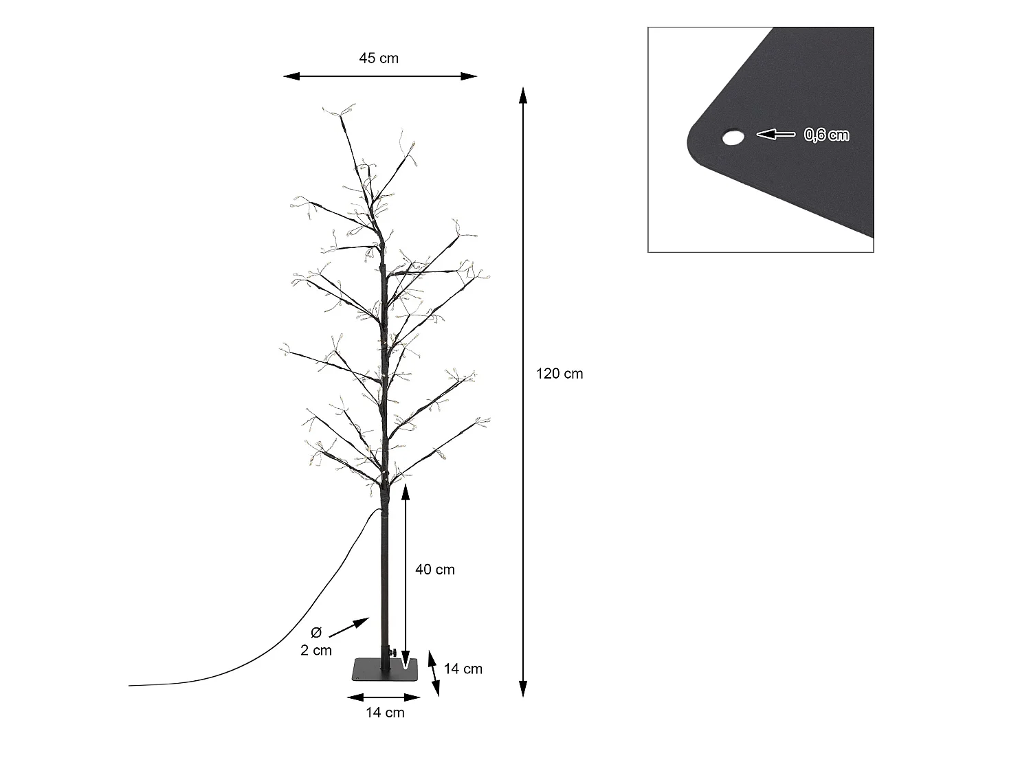 Árbol de Navidad 240 LED 120 cm Ognis Blanco Cálido 2700K