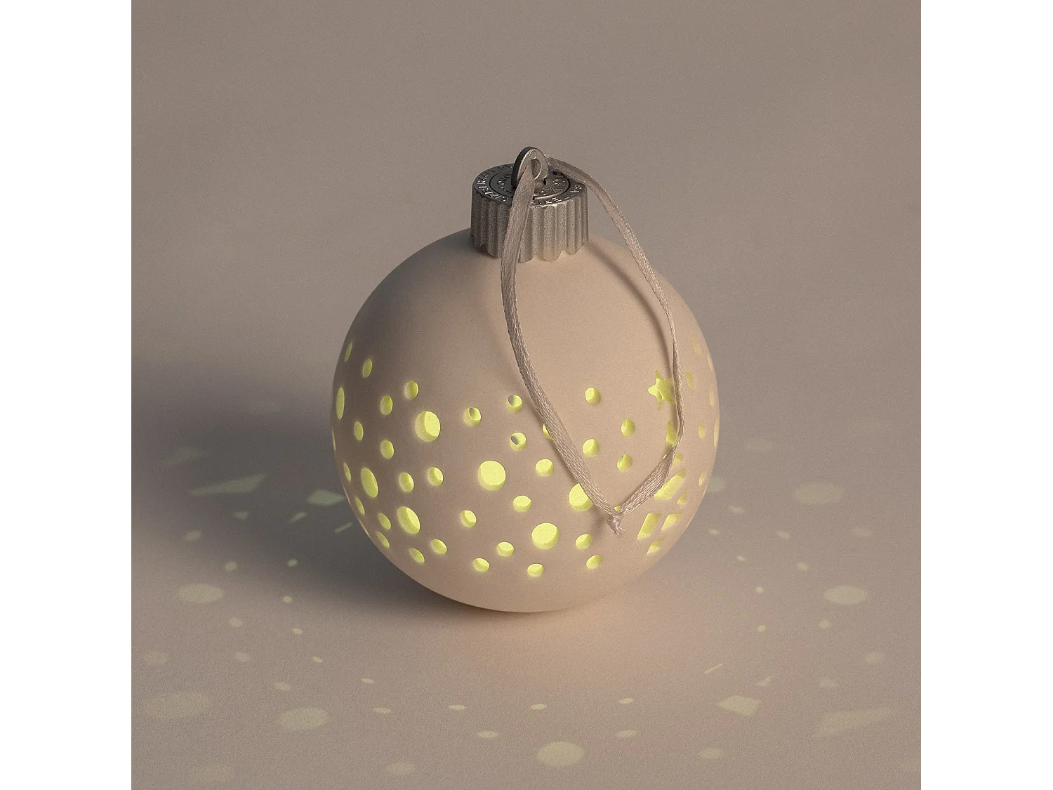 Palla di Natale LED Porcelana con Batteria Estella Bianco