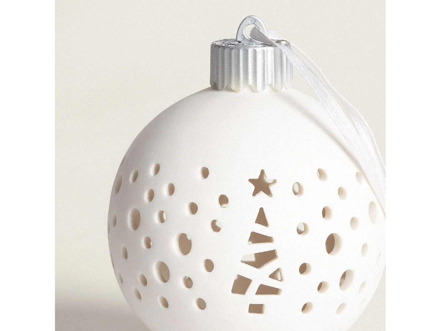 Palla di Natale LED Porcelana con Batteria Estella Bianco
