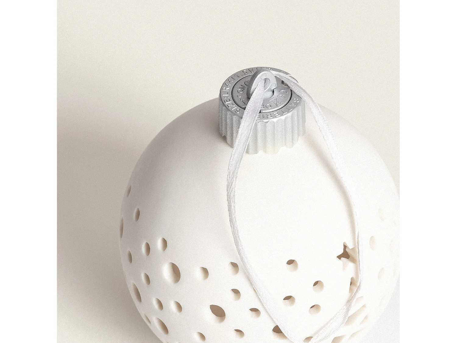 Palla di Natale LED Porcelana con Batteria Estella Bianco