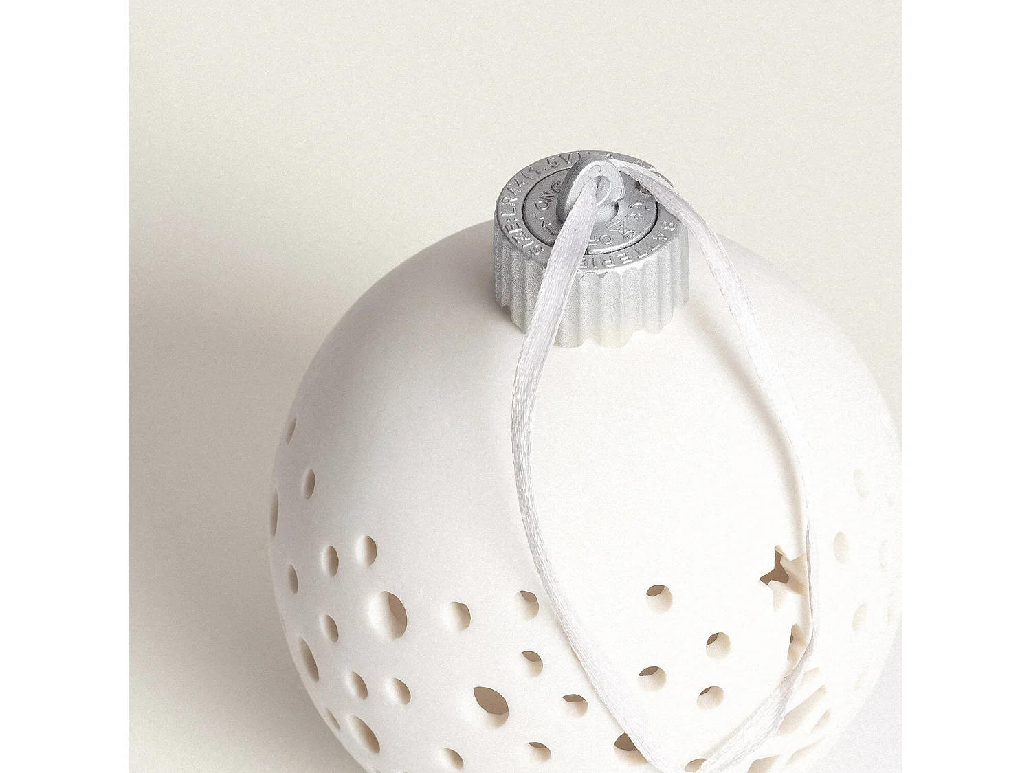 Palla di Natale LED Porcelana con Batteria Estella Bianco