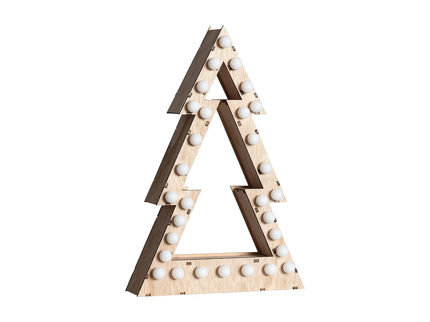 Albero di Natale Legno LED con Batteria Gaspar Naturale