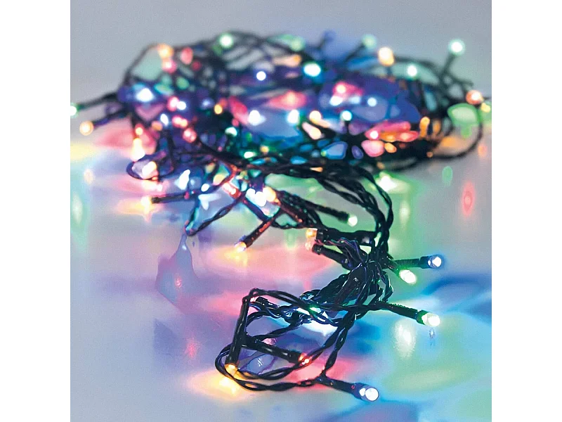 Ghirlanda da Esterno LED Cavo Nero RGB 11m Grappolo RGB