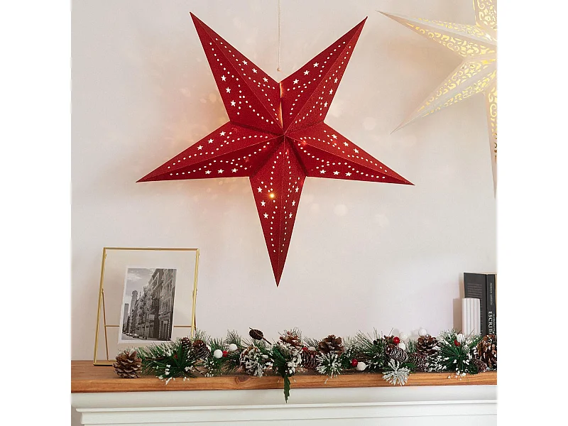 Stella LED Carta a Pile Parilti Rosso