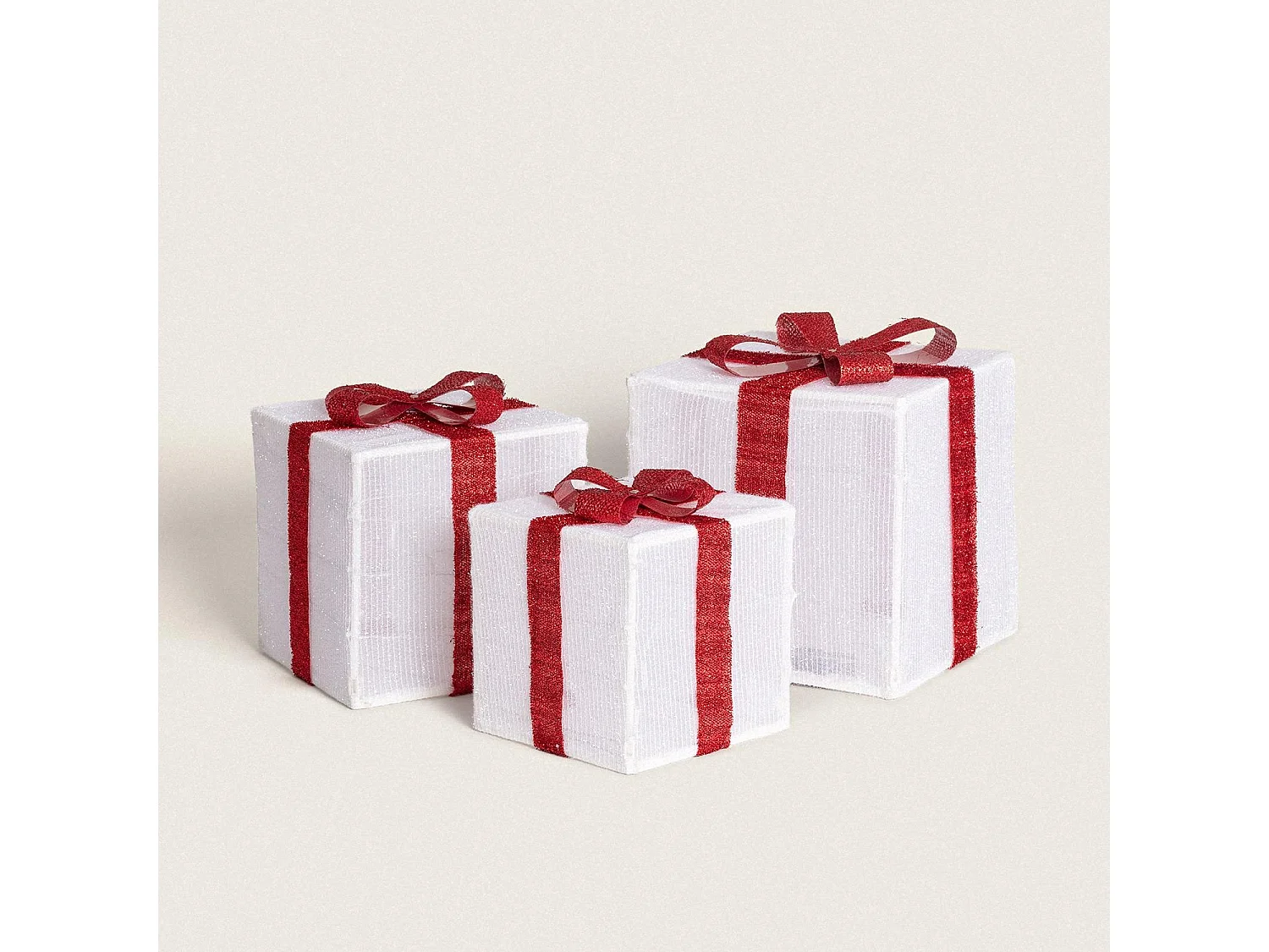 Pack de 3 Cajas Regalo de Navidad LED con Batería Noelle Blanco / Rojo