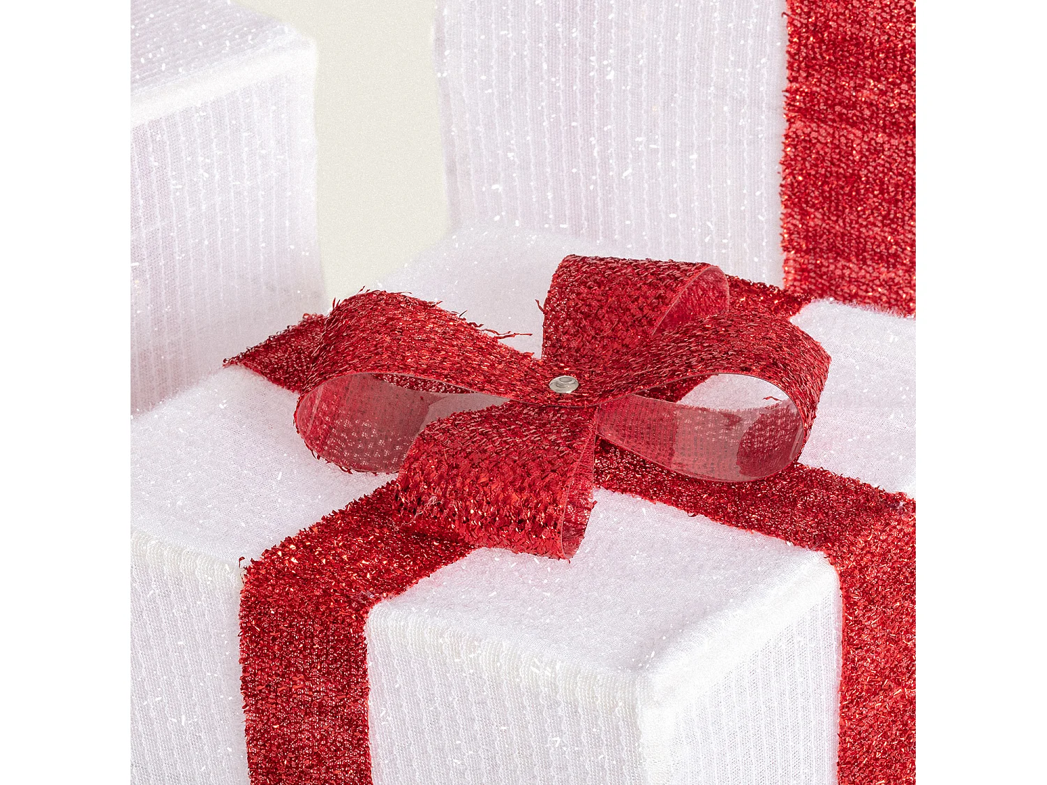 Pack de 3 Cajas Regalo de Navidad LED con Batería Noelle Blanco / Rojo