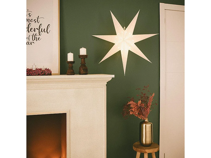 Stella di Carta LED a Pile Hadar Bianco