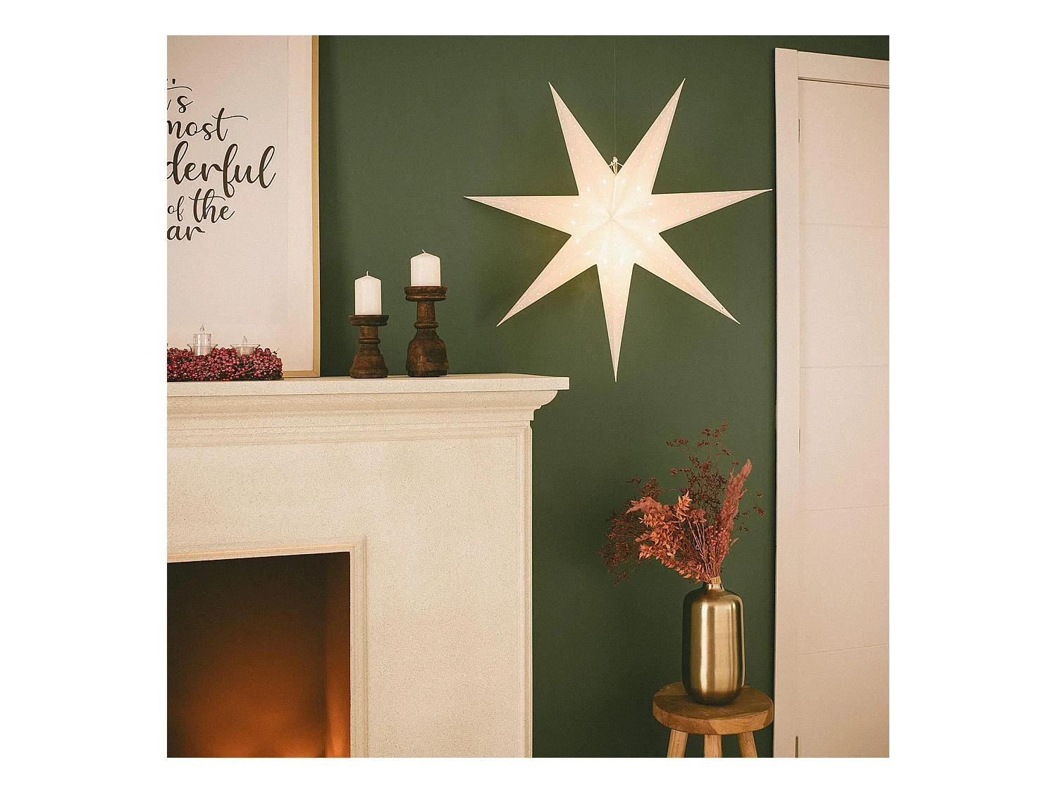 Estrella LED Papel con Batería Hadar Blanco