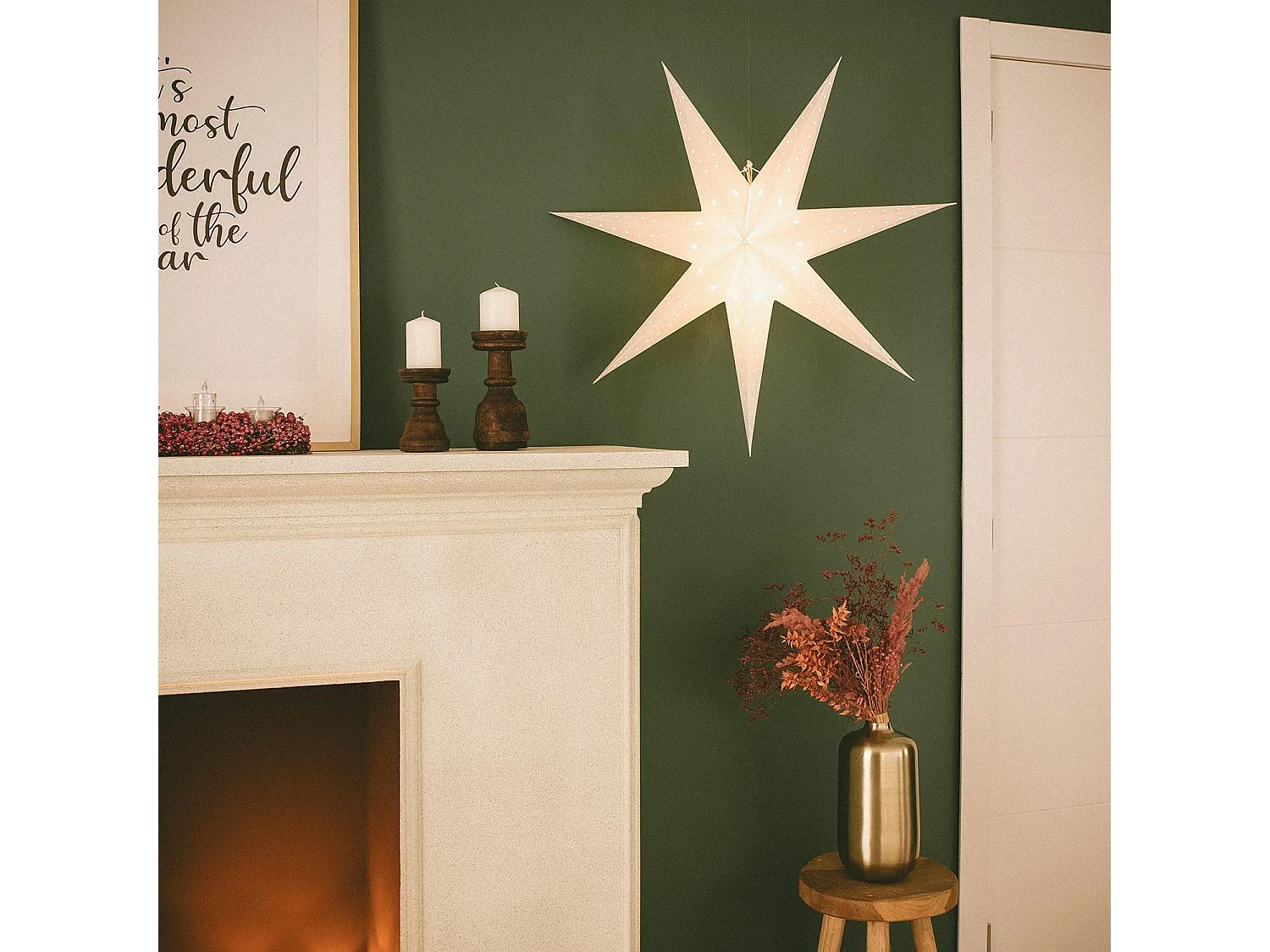 Étoile LED Carton à Pile Hadar Blanc