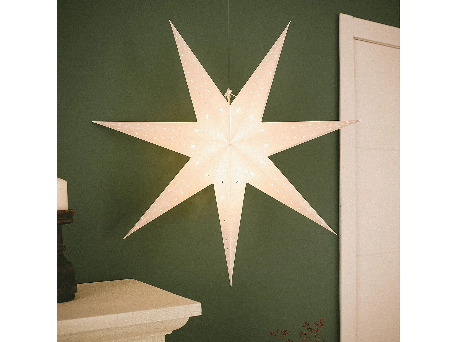 Étoile LED Carton à Pile Hadar Blanc