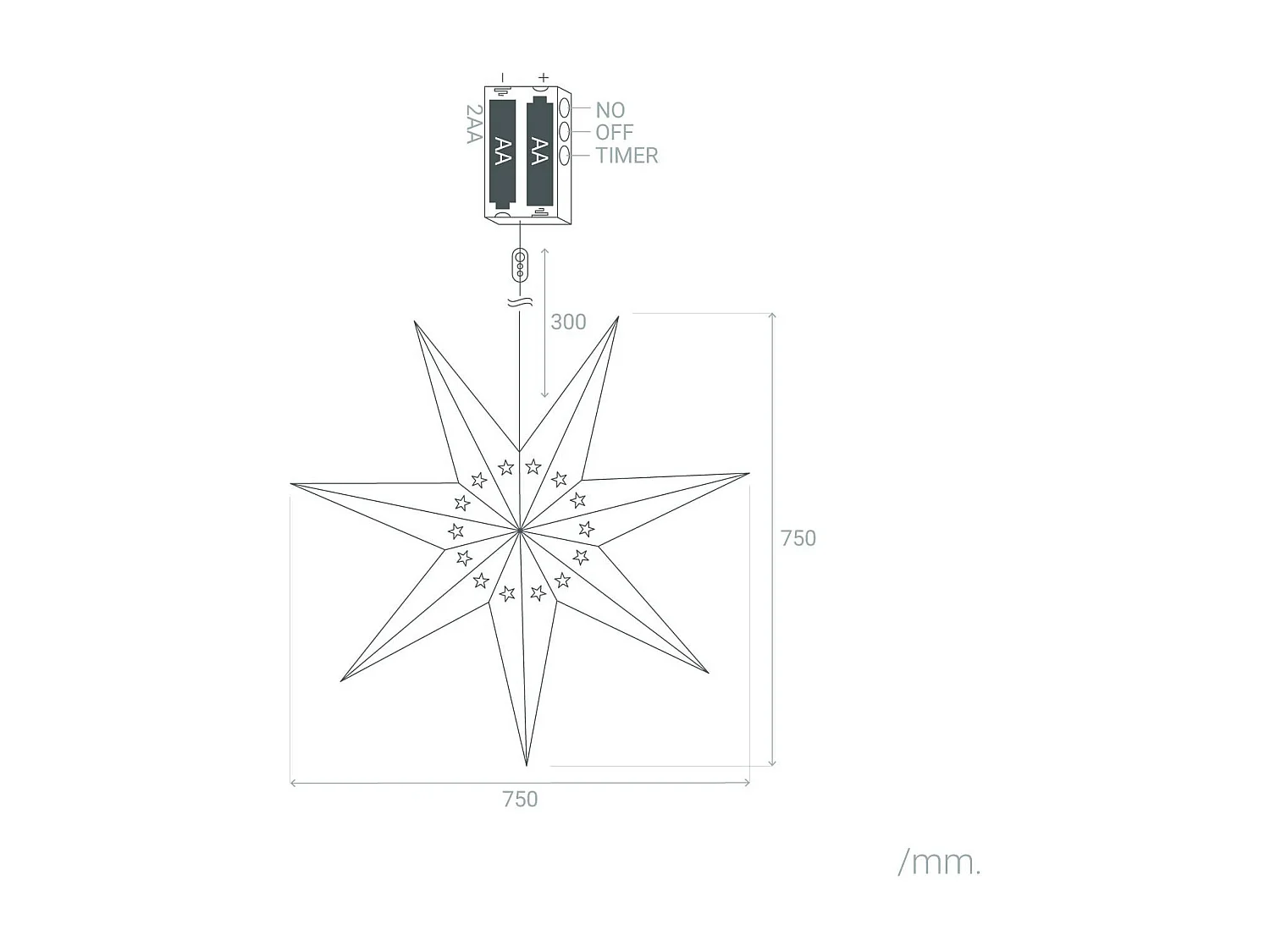 Étoile LED Carton à Pile Hadar Blanc