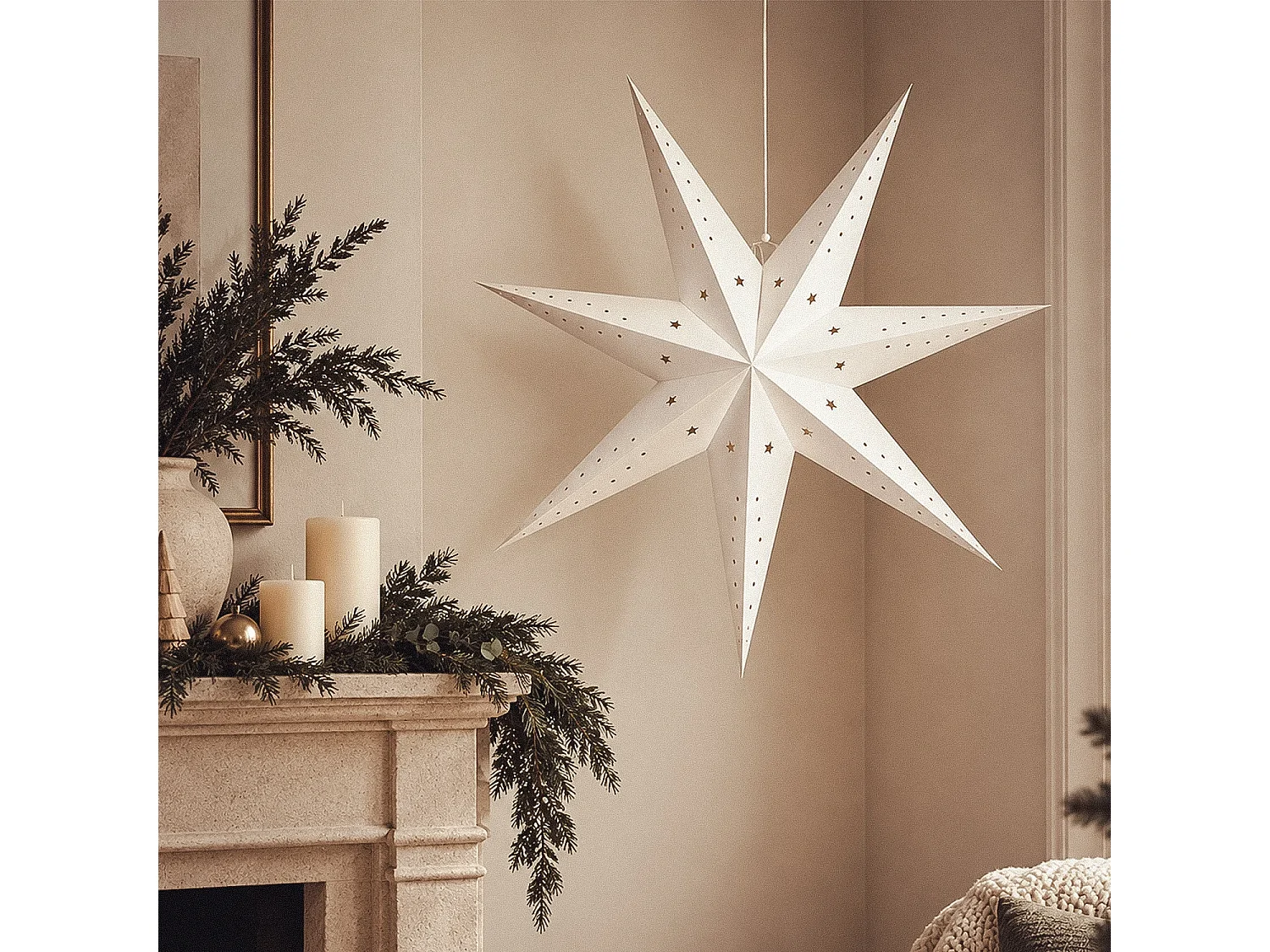 Estrella LED Papel con Batería Hadar Blanco
