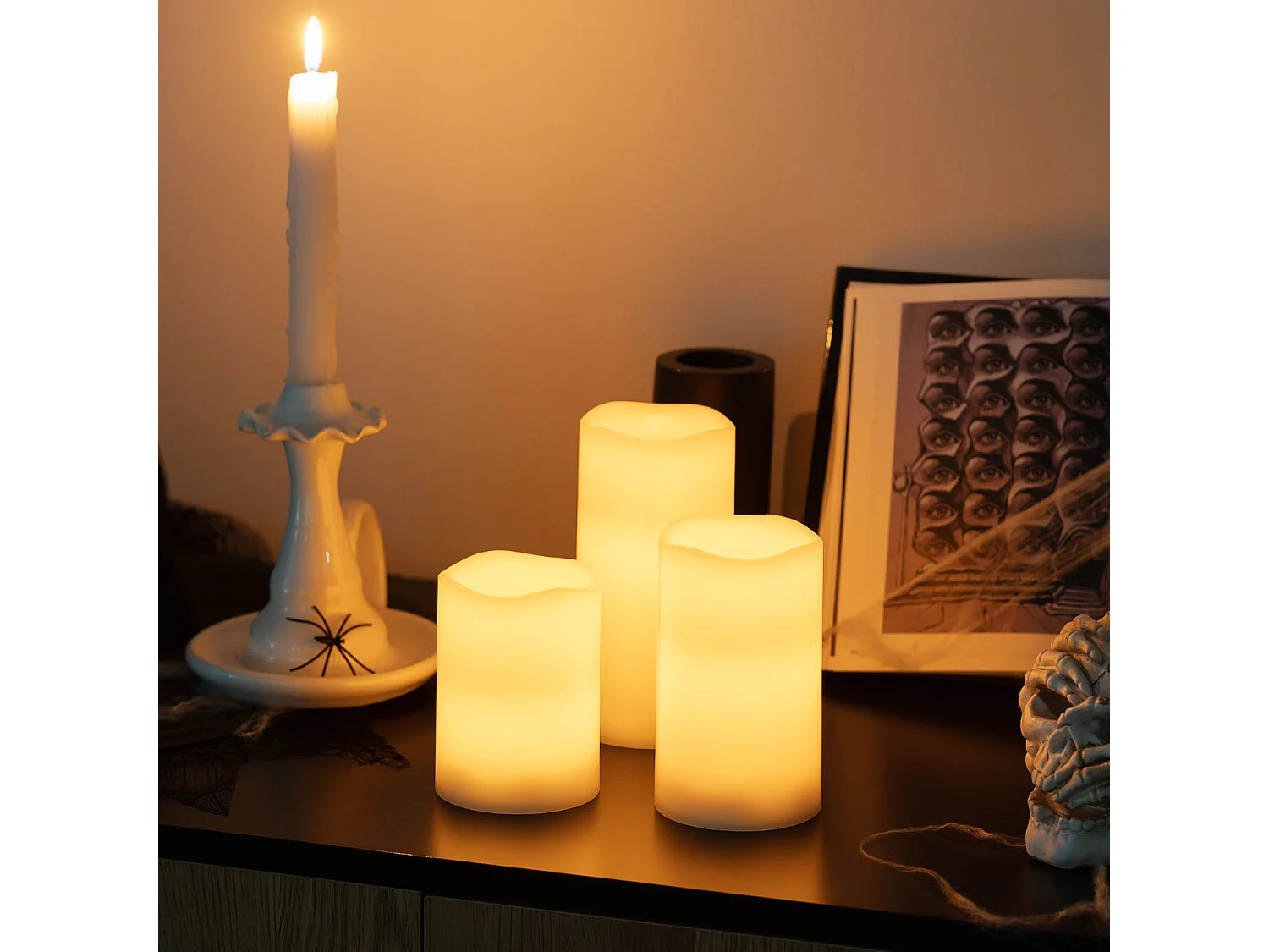 Pack de 3 Bougies LED Cire Naturelle 23V