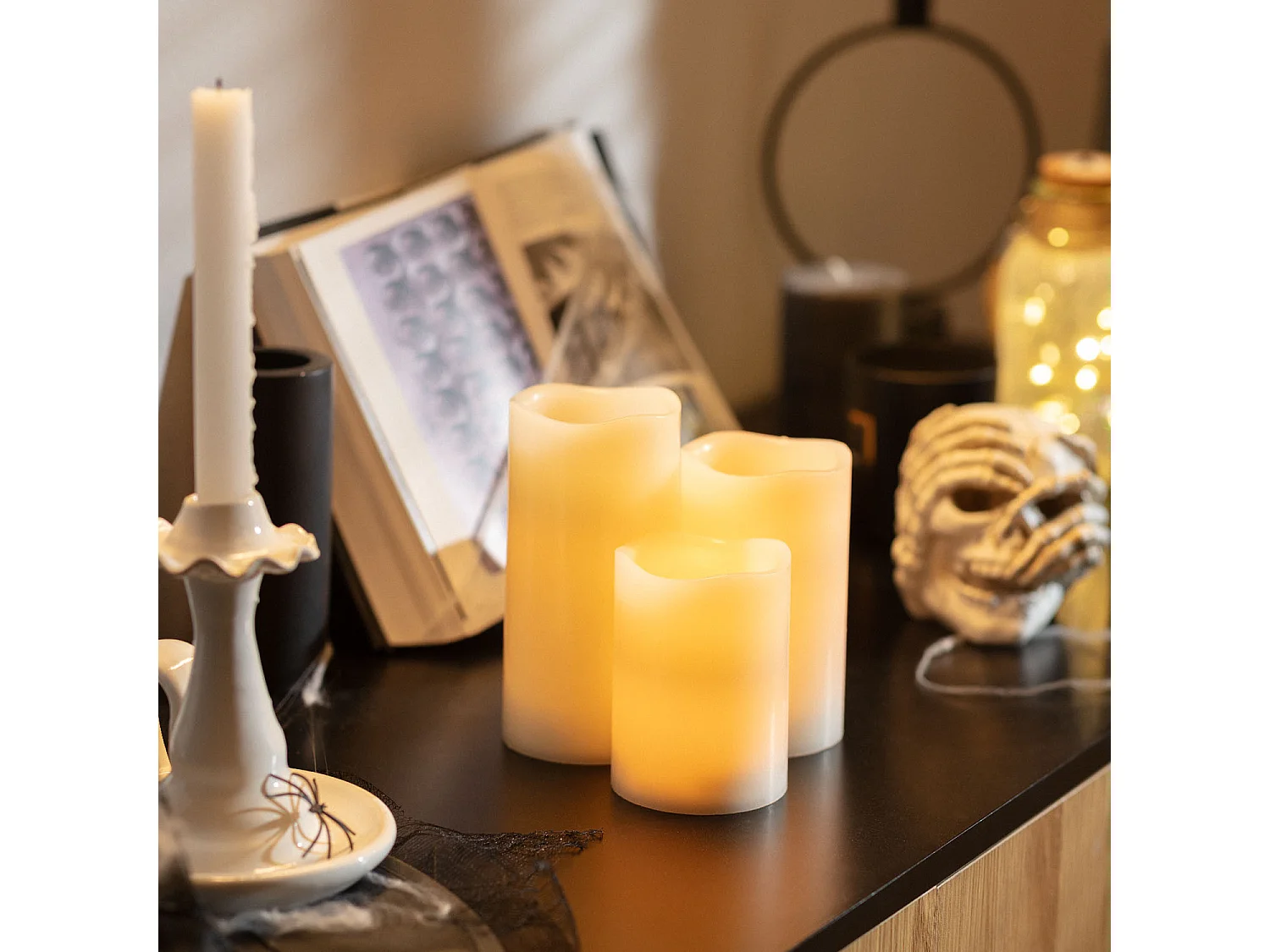 Pack de 3 Bougies LED Cire Naturelle 23V