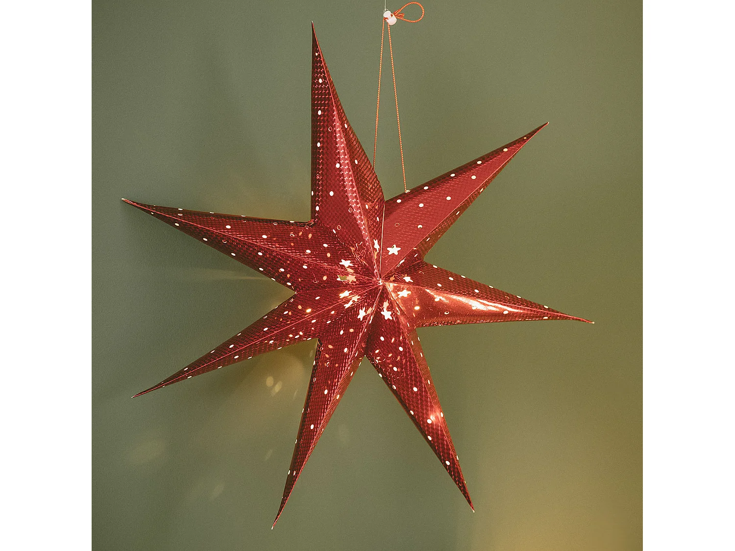 Etoile LED Papier à Piles 60 cm Merhba Rouge