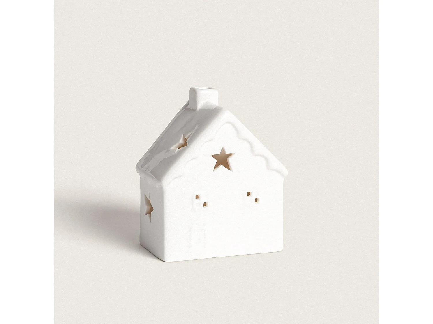 Casetta Natalizia LED Ceramica a Pile Bianca Bianco